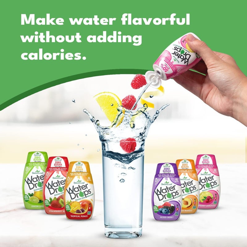 Sweet Drops SweetLeaf Stevia Water Drops - Water Enhancer Variety Pack, Sugar Free Stevia Water Flavoring Drops, Lemon Lime, Raspberry Lemonade, and 4 More Refreshing Flavors - Image 3